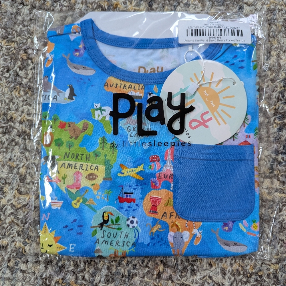 Little Sleepies Around The World Pocket Tee 3T
